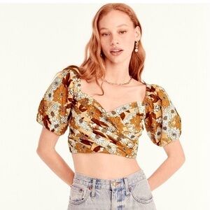 J. Crew Retro Floral Puff Sleeve Crop Top 🌼
